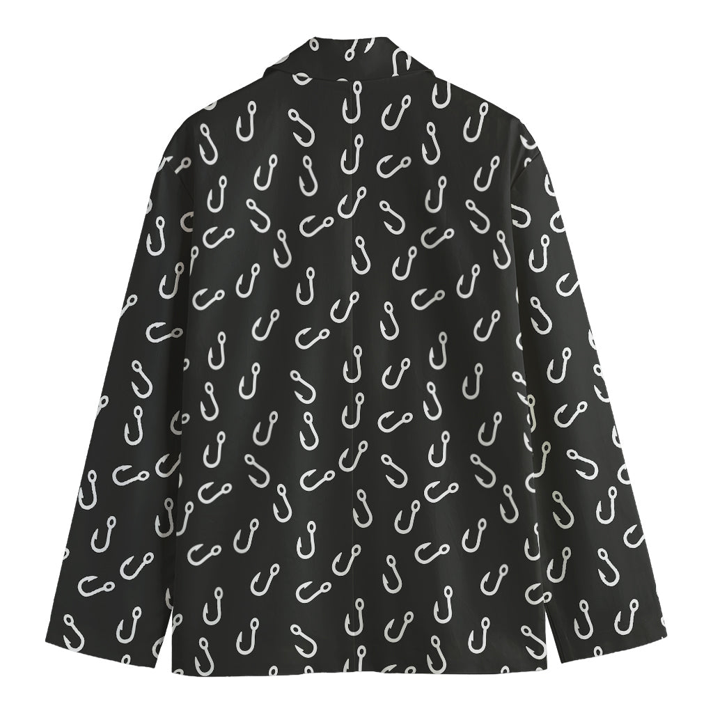 Fishing Hooks Pattern Print Men's Cotton Blazer