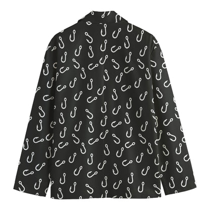 Fishing Hooks Pattern Print Men's Cotton Blazer