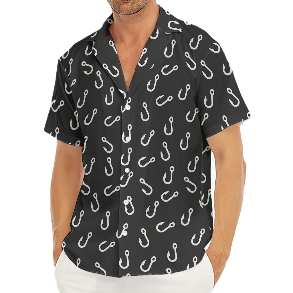 Fishing Hooks Pattern Print Men's Deep V-Neck Shirt