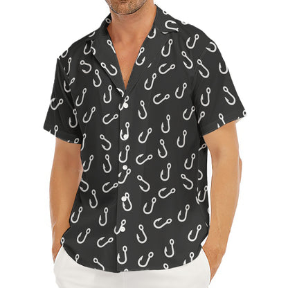 Fishing Hooks Pattern Print Men's Deep V-Neck Shirt