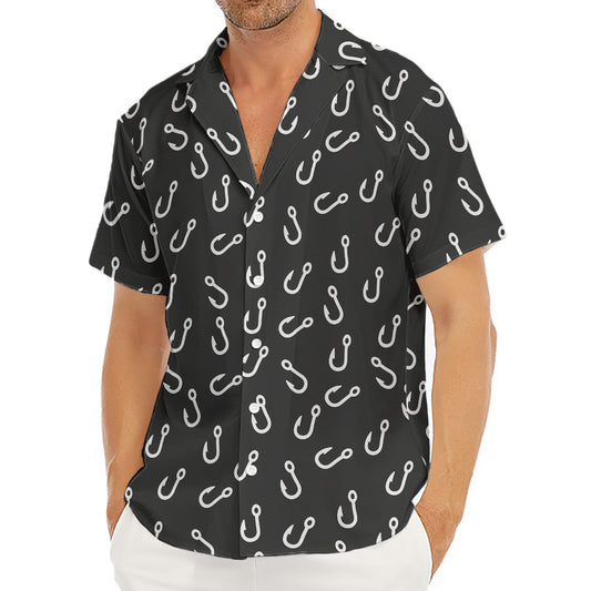 Fishing Hooks Pattern Print Men's Deep V-Neck Shirt