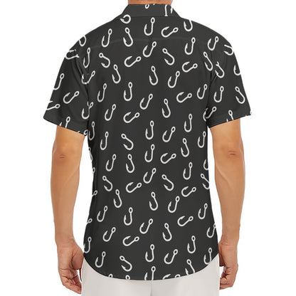 Fishing Hooks Pattern Print Men's Deep V-Neck Shirt