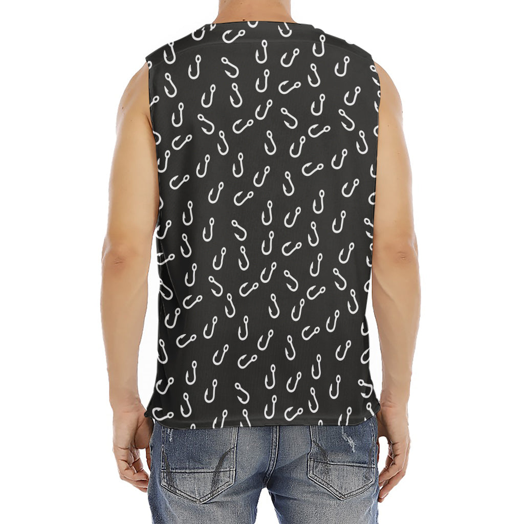 Fishing Hooks Pattern Print Men's Fitness Tank Top