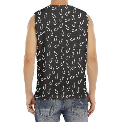 Fishing Hooks Pattern Print Men's Fitness Tank Top