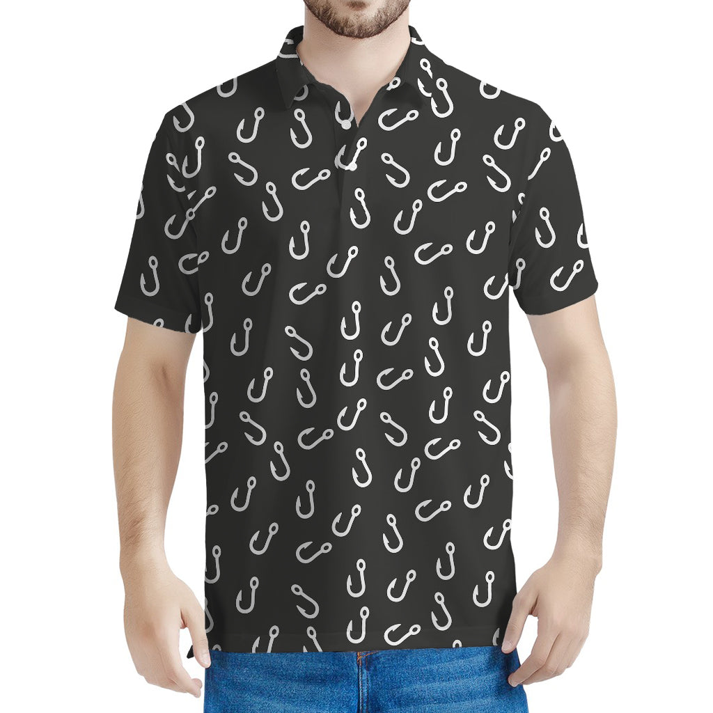 Fishing Hooks Pattern Print Men's Polo Shirt