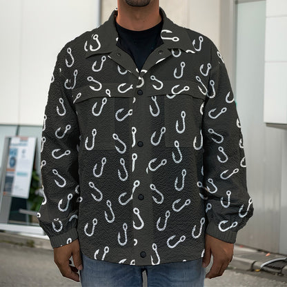 Fishing Hooks Pattern Print Men's Shirt Jacket