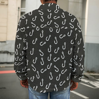 Fishing Hooks Pattern Print Men's Shirt Jacket