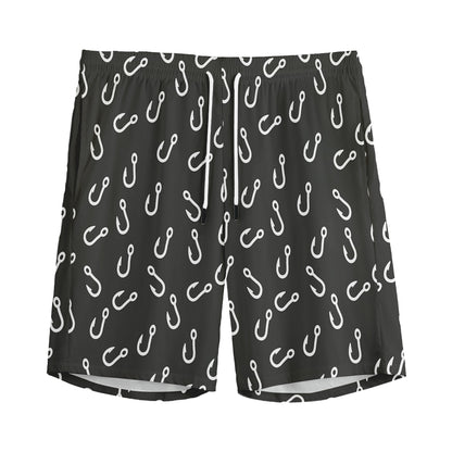 Fishing Hooks Pattern Print Men's Sports Shorts