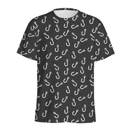 Fishing Hooks Pattern Print Men's Sports T-Shirt