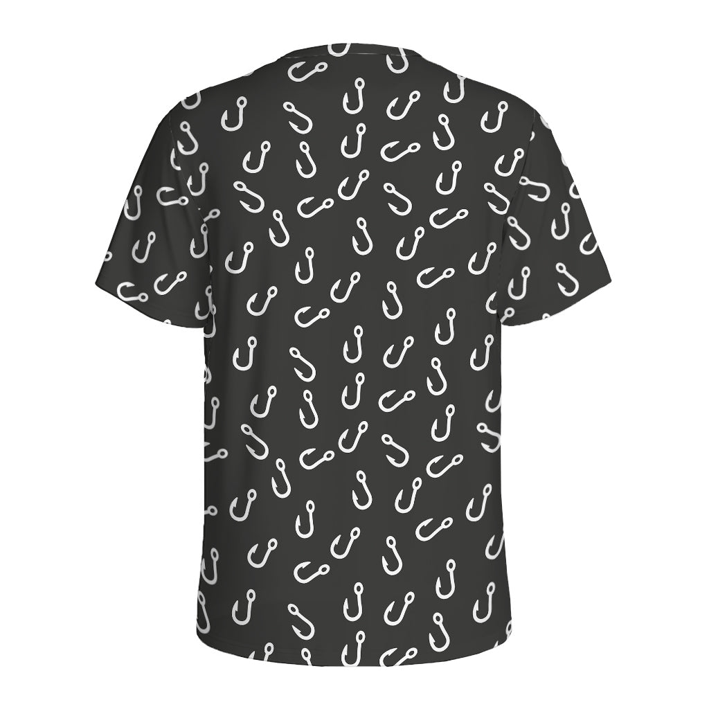 Fishing Hooks Pattern Print Men's Sports T-Shirt