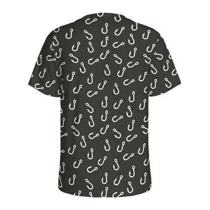 Fishing Hooks Pattern Print Men's Sports T-Shirt