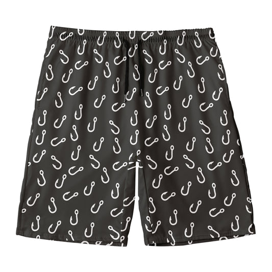 Fishing Hooks Pattern Print Men's Swim Trunks