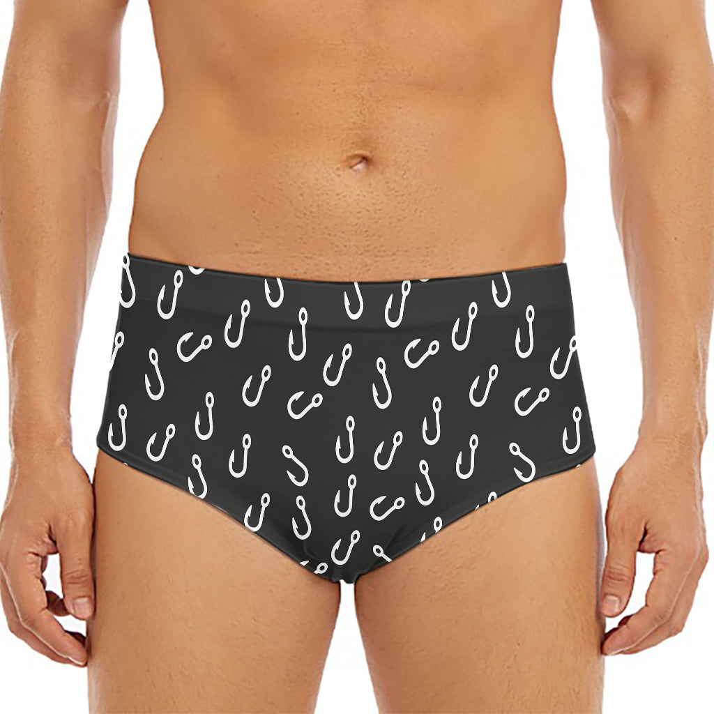 Fishing Hooks Pattern Print Men's Triangle Swim Briefs