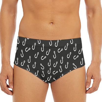 Fishing Hooks Pattern Print Men's Triangle Swim Briefs