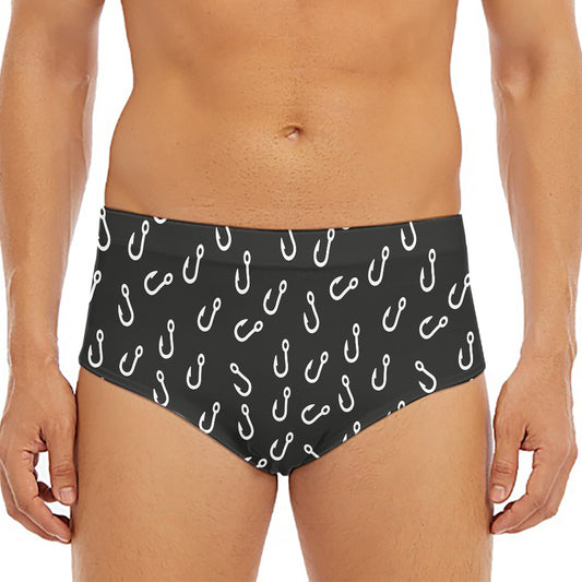 Fishing Hooks Pattern Print Men's Triangle Swim Briefs