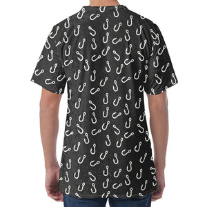 Fishing Hooks Pattern Print Men's Velvet T-Shirt