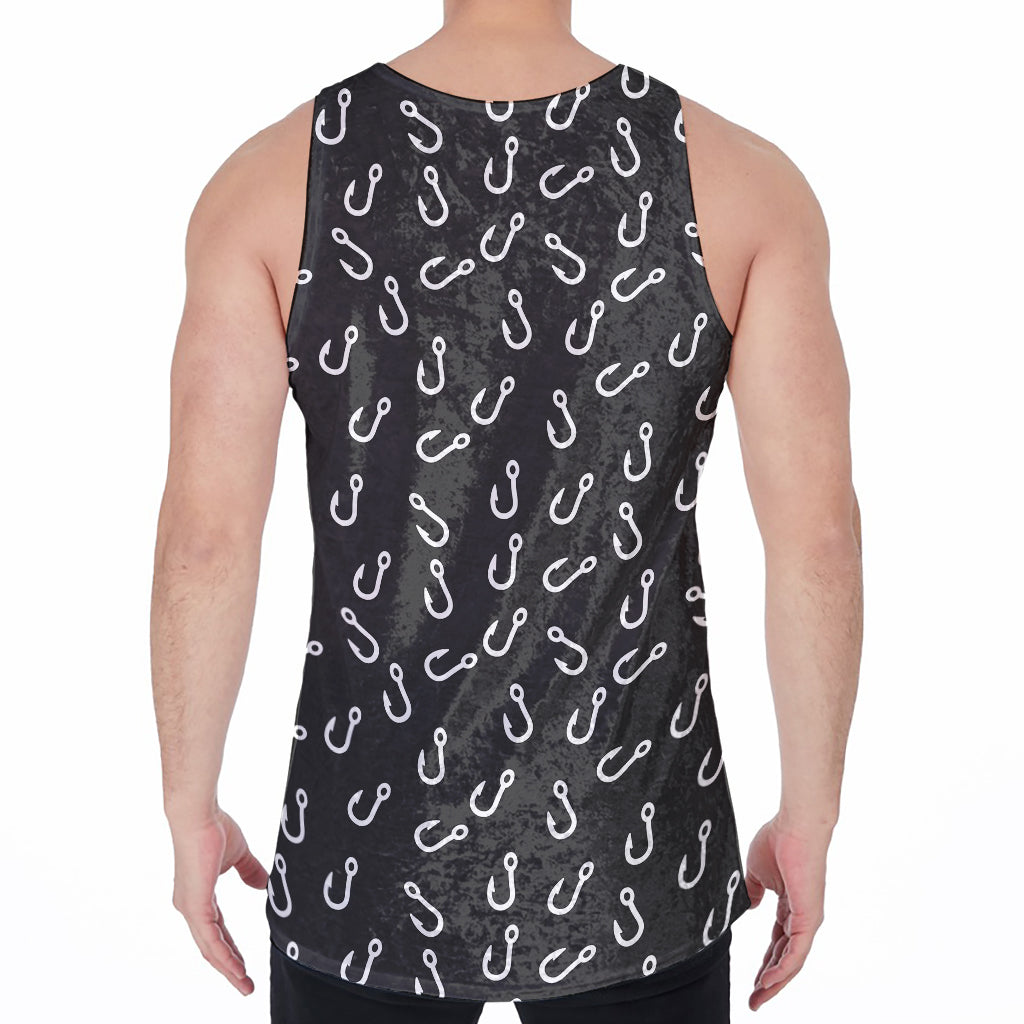 Fishing Hooks Pattern Print Men's Velvet Tank Top