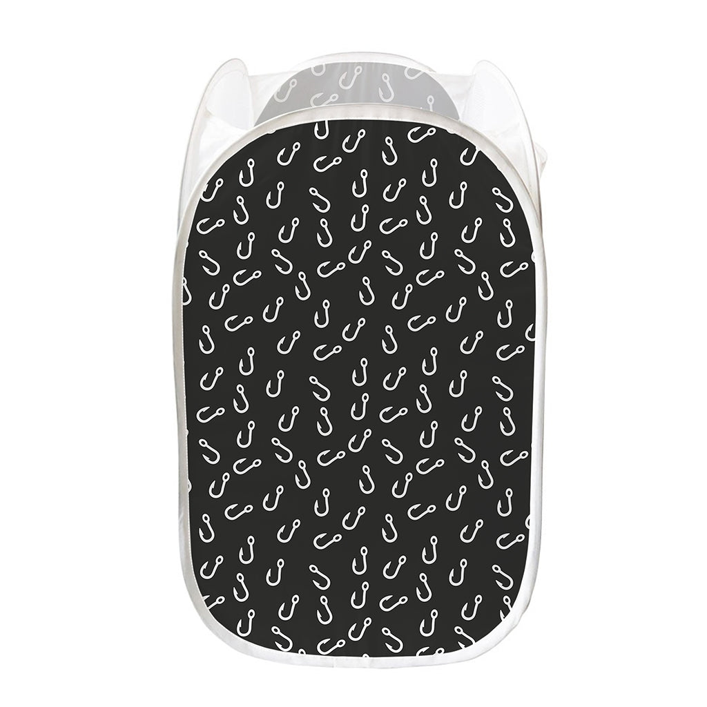 Fishing Hooks Pattern Print Mesh Laundry Hamper