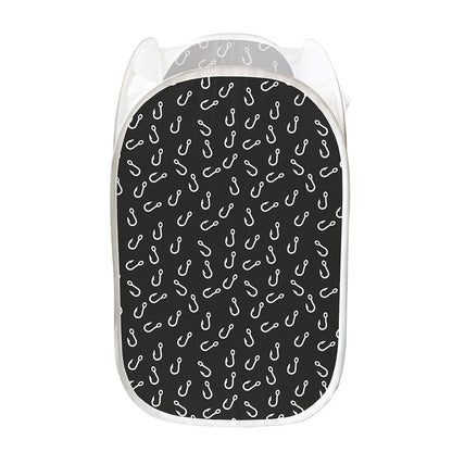 Fishing Hooks Pattern Print Mesh Laundry Hamper