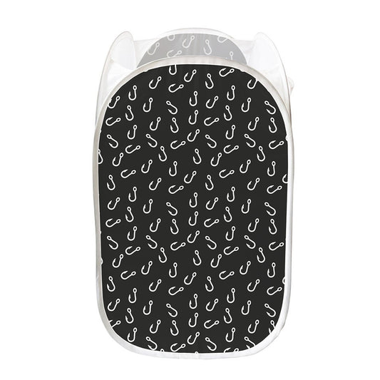 Fishing Hooks Pattern Print Mesh Laundry Hamper