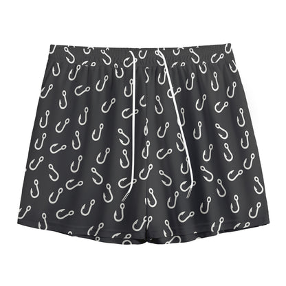 Fishing Hooks Pattern Print Mesh Shorts