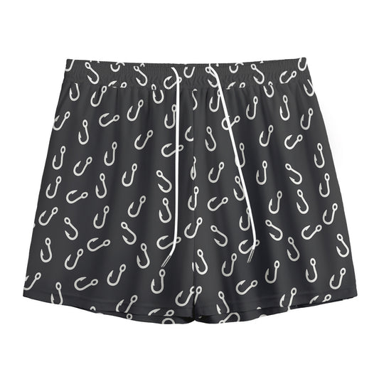 Fishing Hooks Pattern Print Mesh Shorts