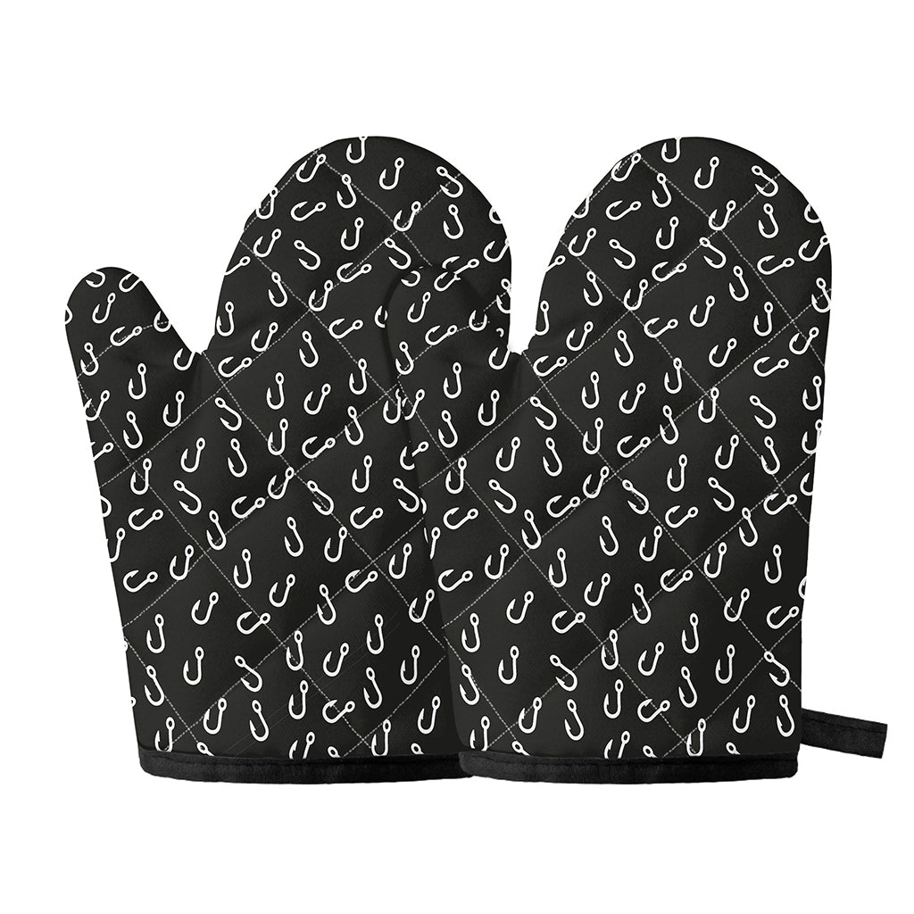 Fishing Hooks Pattern Print Oven Mitts