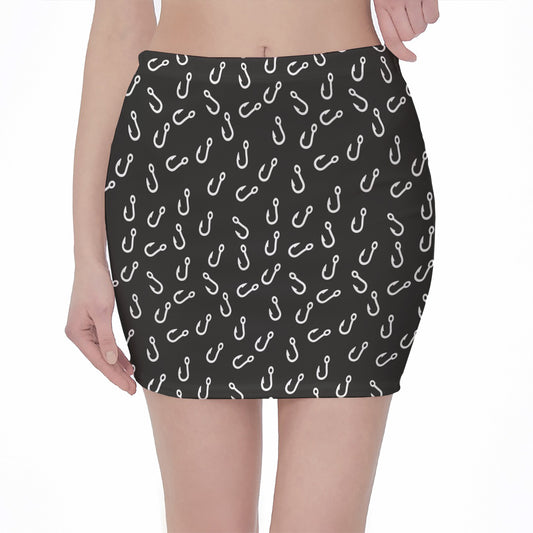 Fishing Hooks Pattern Print Pencil Mini Skirt