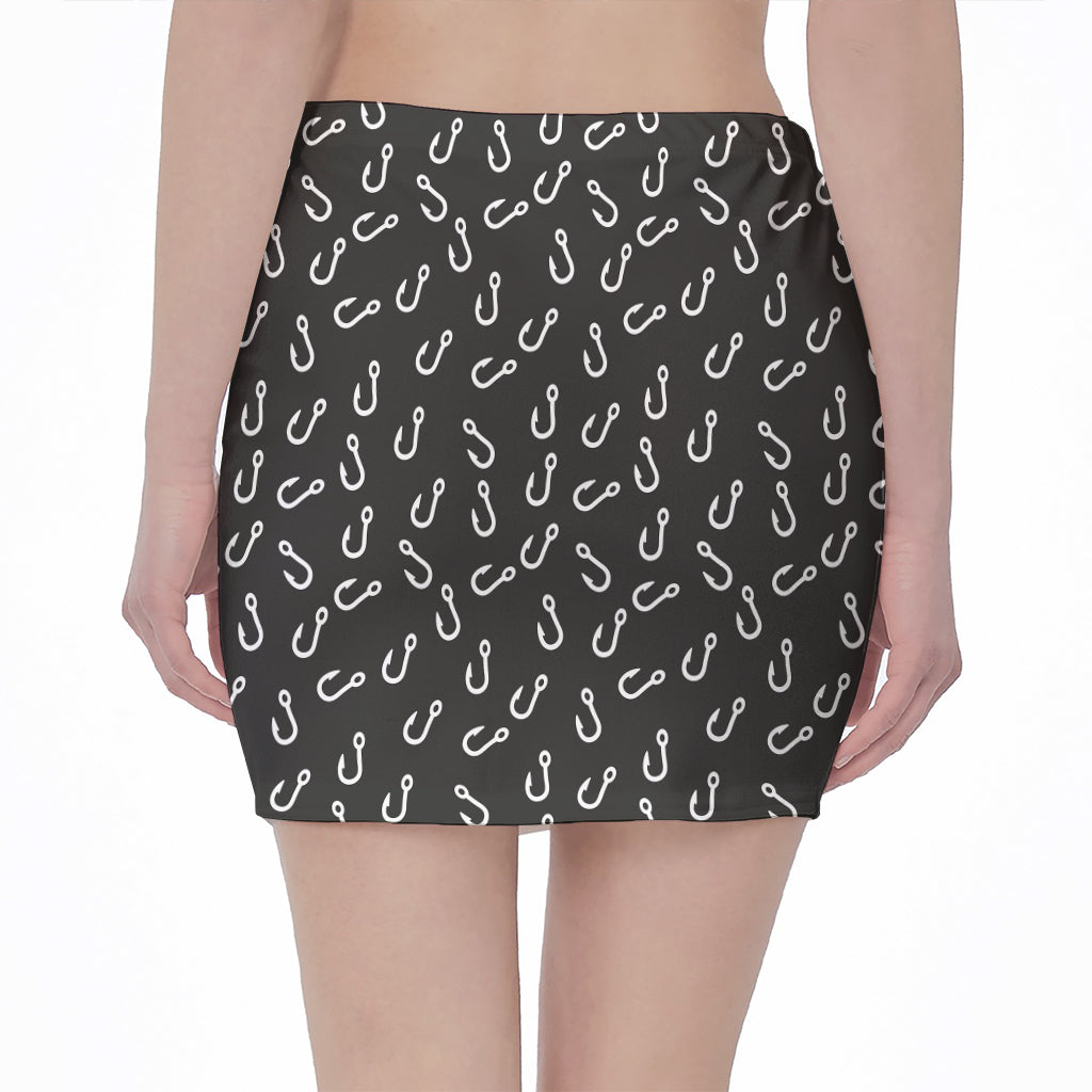 Fishing Hooks Pattern Print Pencil Mini Skirt