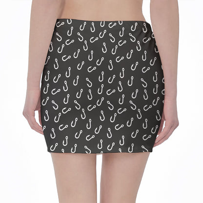 Fishing Hooks Pattern Print Pencil Mini Skirt