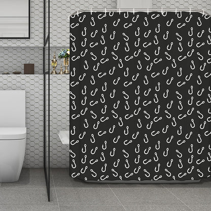 Fishing Hooks Pattern Print Polyester Shower Curtain