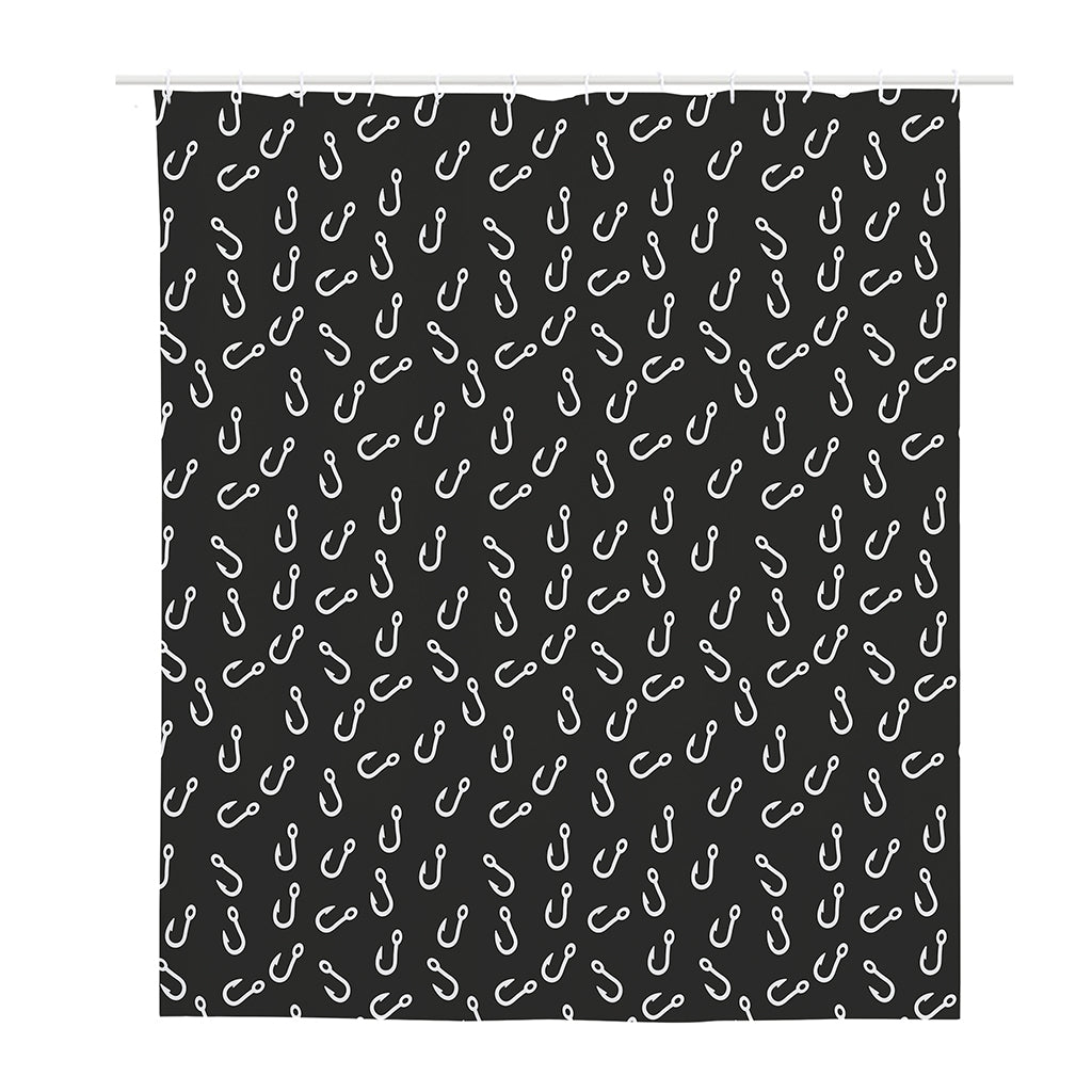 Fishing Hooks Pattern Print Polyester Shower Curtain
