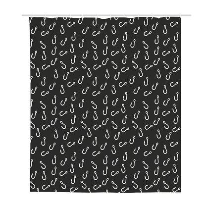 Fishing Hooks Pattern Print Polyester Shower Curtain