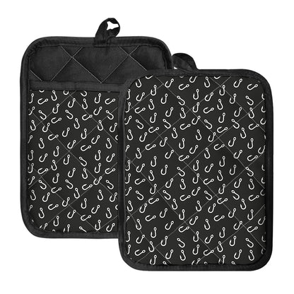 Fishing Hooks Pattern Print Pot Holders With Pocket