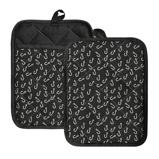 Fishing Hooks Pattern Print Pot Holders With Pocket