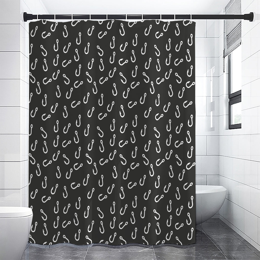 Fishing Hooks Pattern Print Premium Shower Curtain