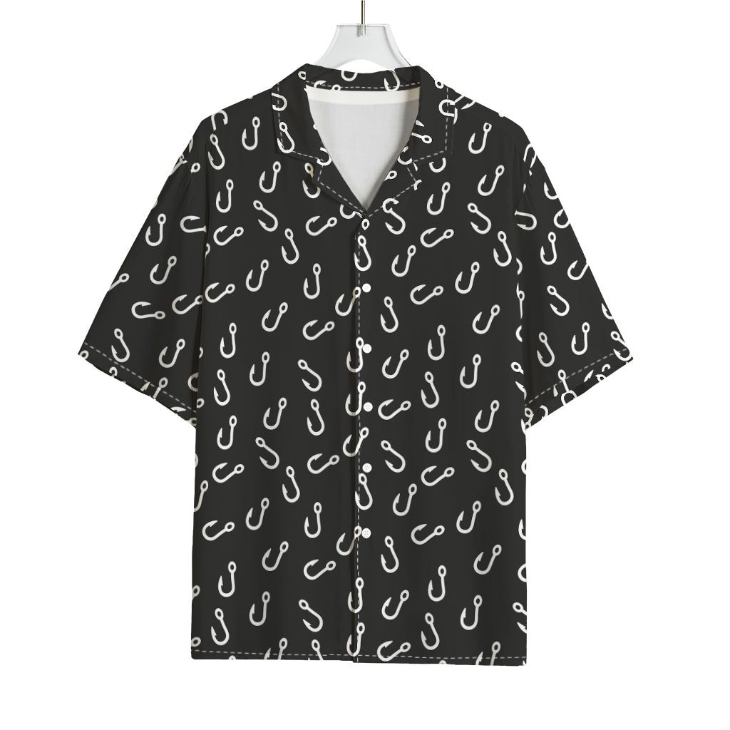 Fishing Hooks Pattern Print Rayon Hawaiian Shirt