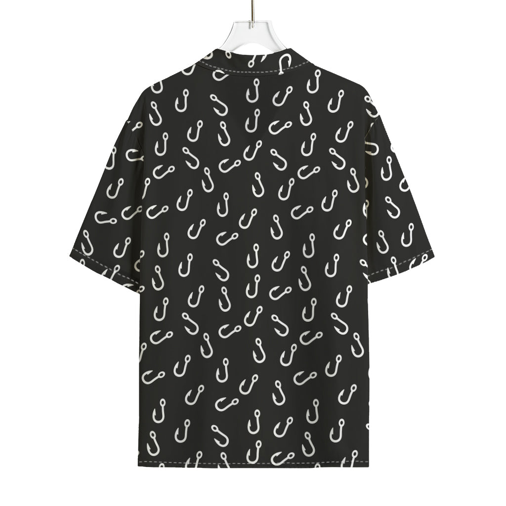Fishing Hooks Pattern Print Rayon Hawaiian Shirt