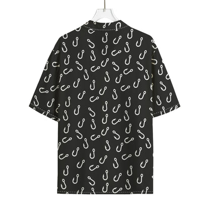Fishing Hooks Pattern Print Rayon Hawaiian Shirt