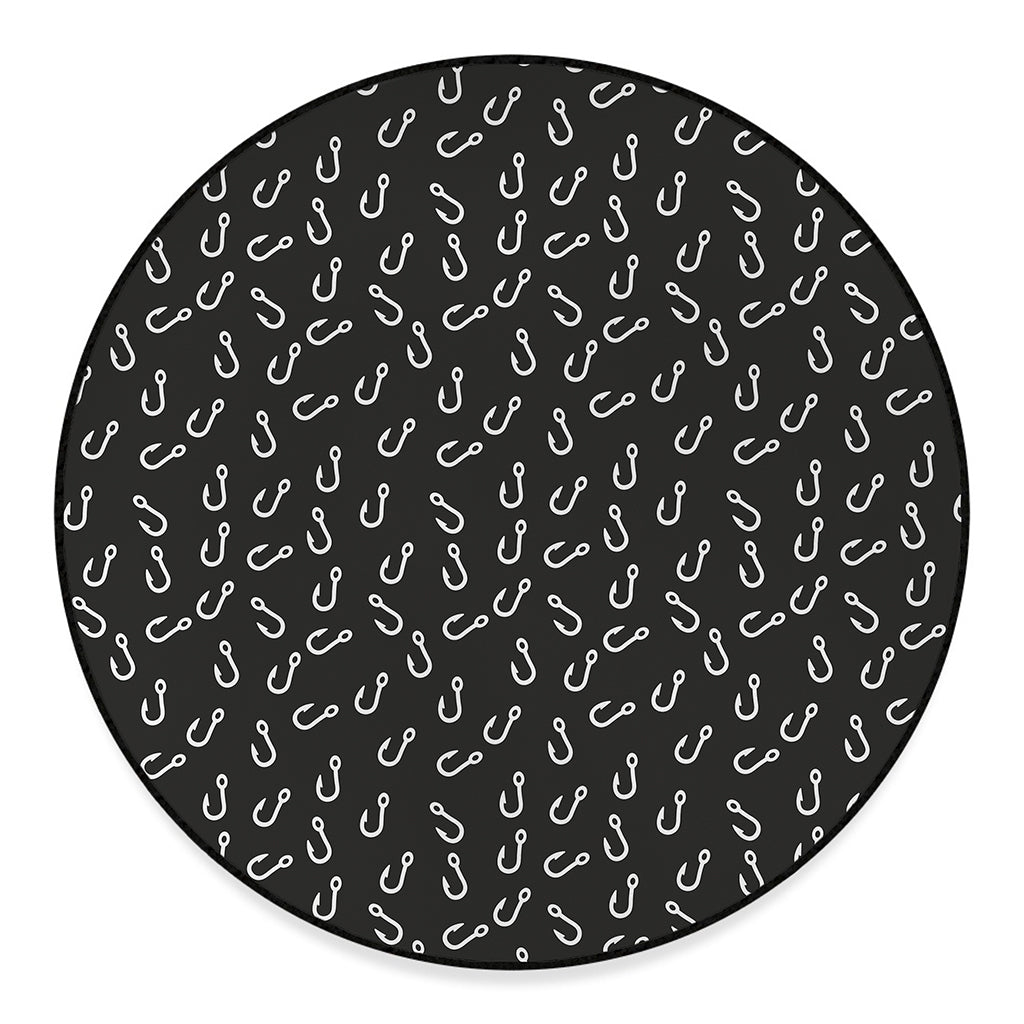 Fishing Hooks Pattern Print Round Floor Mat