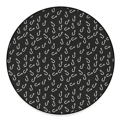 Fishing Hooks Pattern Print Round Floor Mat