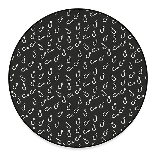 Fishing Hooks Pattern Print Round Floor Mat