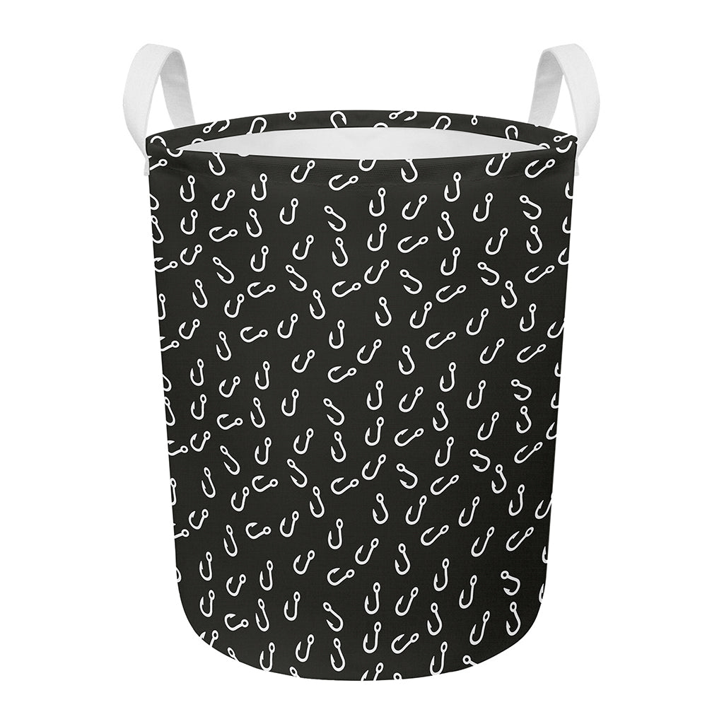 Fishing Hooks Pattern Print Round Laundry Basket