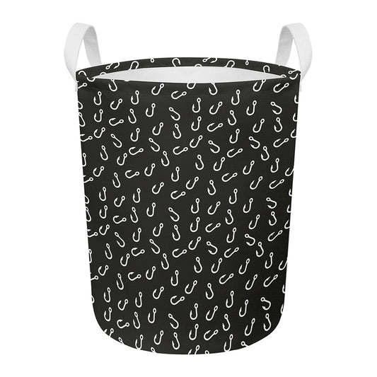 Fishing Hooks Pattern Print Round Laundry Basket