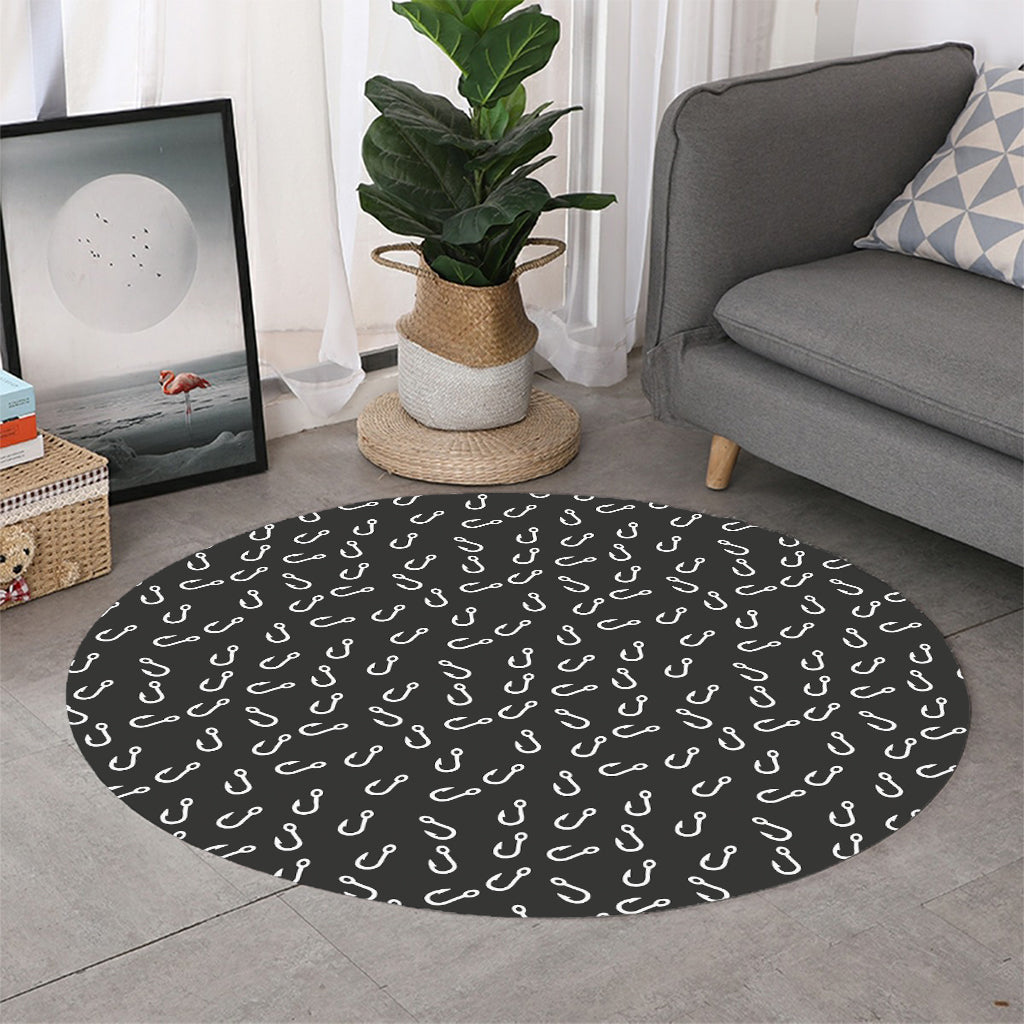 Fishing Hooks Pattern Print Round Rug