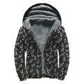 Fishing Hooks Pattern Print Sherpa Lined Zip Up Hoodie