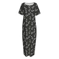 Fishing Hooks Pattern Print Short Sleeve Long Nightdress