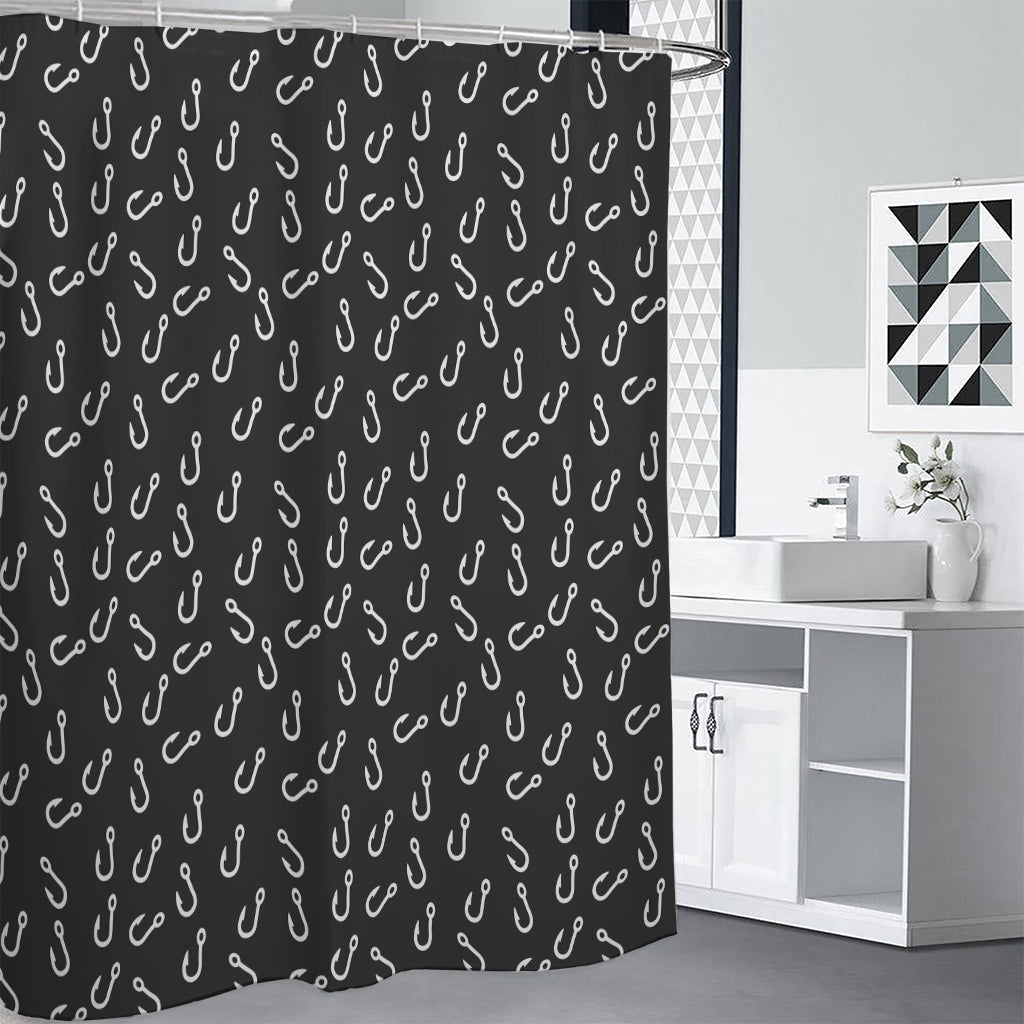 Fishing Hooks Pattern Print Shower Curtain