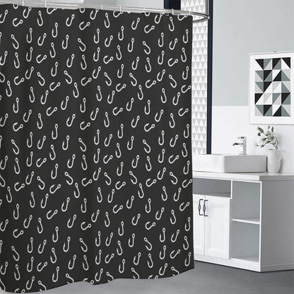 Fishing Hooks Pattern Print Shower Curtain