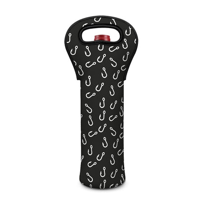Fishing Hooks Pattern Print Single Neoprene Wine Tote